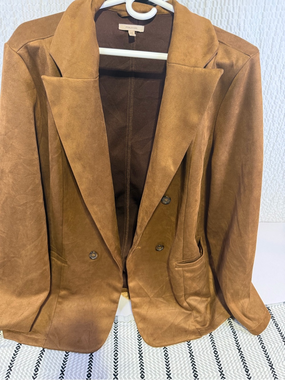 Maurices Brown Faux Suede Double-Breasted Blazer